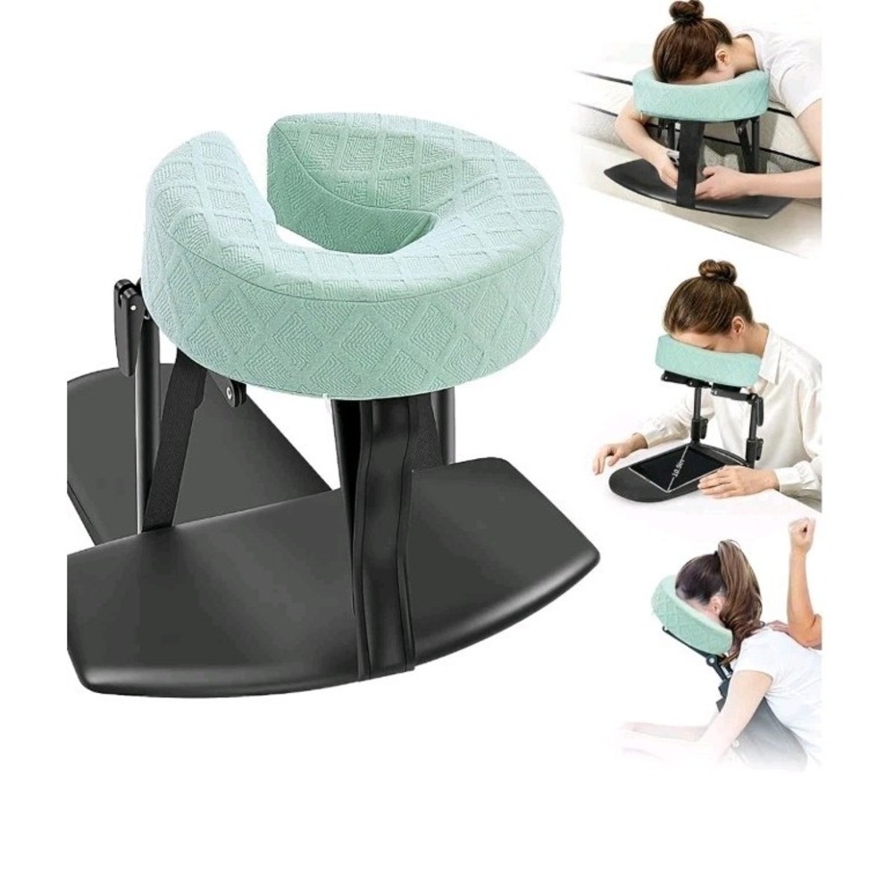 Massage headrest for Bed 3-in-1(Light Green)Fits beds & desks, U-shaped zero